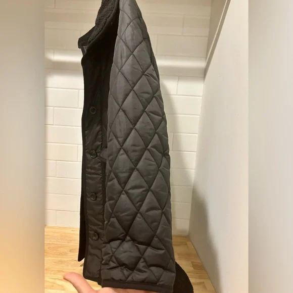 LOFT Black Shearling Mixed Media Coat - XXS Petite - Picture 6 of 10